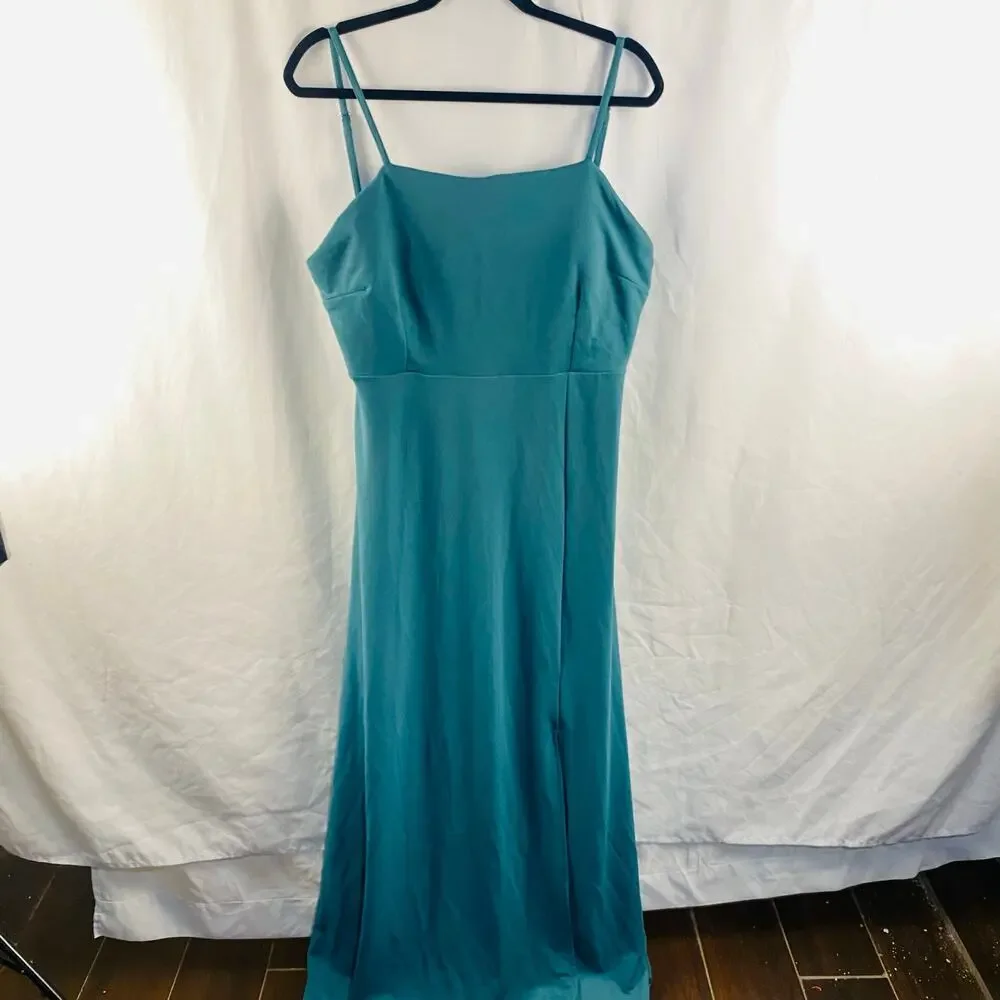 Birdy Gray Crepe Sea Glass Green Formal Maxi Dress Bridesmaid Dress 2XL - Picture 2 of 8